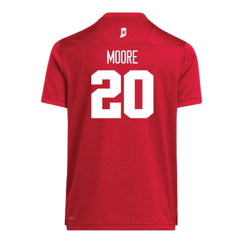 Indiana Hoosiers Adidas #20 Louis Moore Crimson Student Athlete Football Jersey - Back View