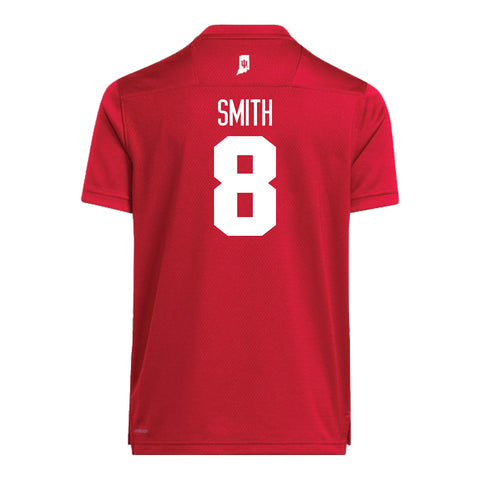 Indiana Hoosiers Adidas #8 Jacquez Smith Crimson Student Athlete Football Jersey - Back View