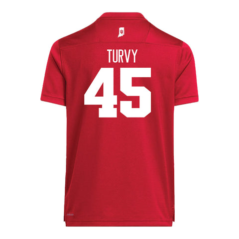 Indiana Hoosiers Adidas #45 Andrew Turvy Crimson Student Athlete Football Jersey - Back View