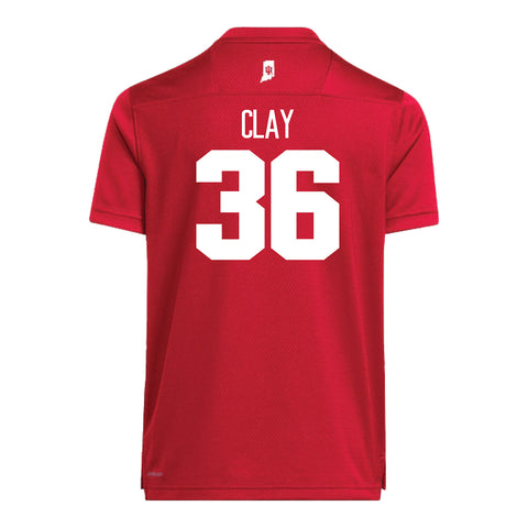 Indiana Hoosiers Adidas #36 Conner Clay Crimson Student Athlete Football Jersey - Back View