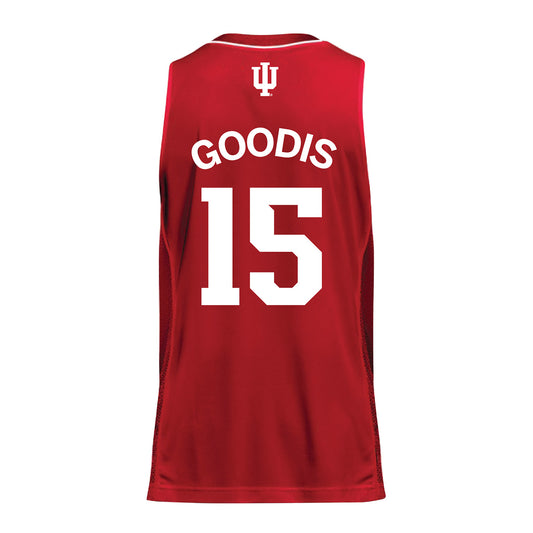 Indiana Hoosiers Adidas Men's Basketball Crimson Student Athlete Jersey #15 James Goodis - Back View