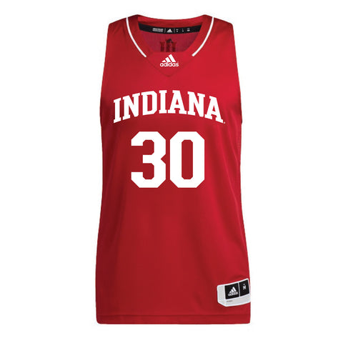 Indiana Hoosiers Adidas Men's Basketball Crimson Student Athlete Jersey #30 Ian Stephens - Front View