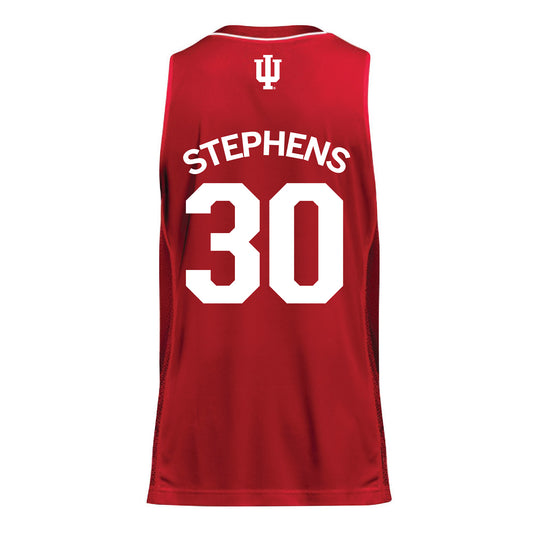 Indiana Hoosiers Adidas Men's Basketball Crimson Student Athlete Jersey #30 Ian Stephens - Back View