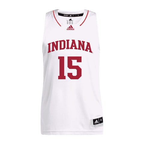 Indiana Hoosiers Adidas Men's Basketball White Student Athlete Jersey #15 James Goodis - Front View