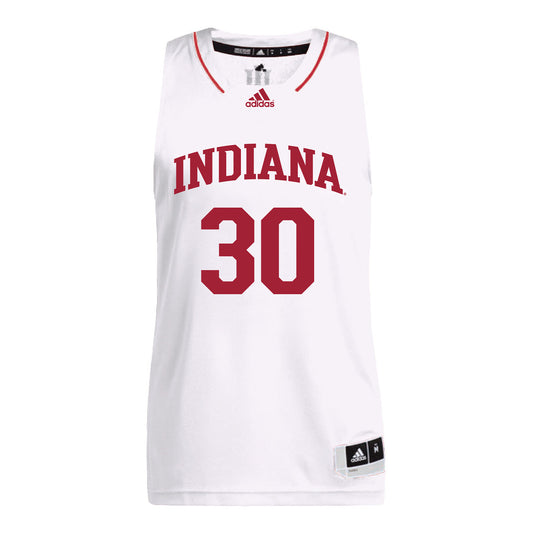 Indiana Hoosiers Adidas Men's Basketball White Student Athlete Jersey #30 Ian Stephens - Front View