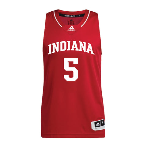Indiana Hoosiers Adidas Crimson Women's Basketball Student Athlete Jersey #5 Lenee Beaumont - Front View