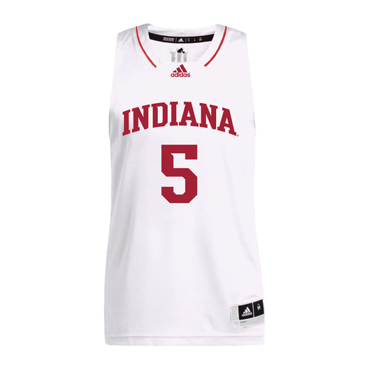 Indiana Hoosiers Adidas White Women's Basketball Student Athlete Jersey #5 Lenee Beaumont - Front View