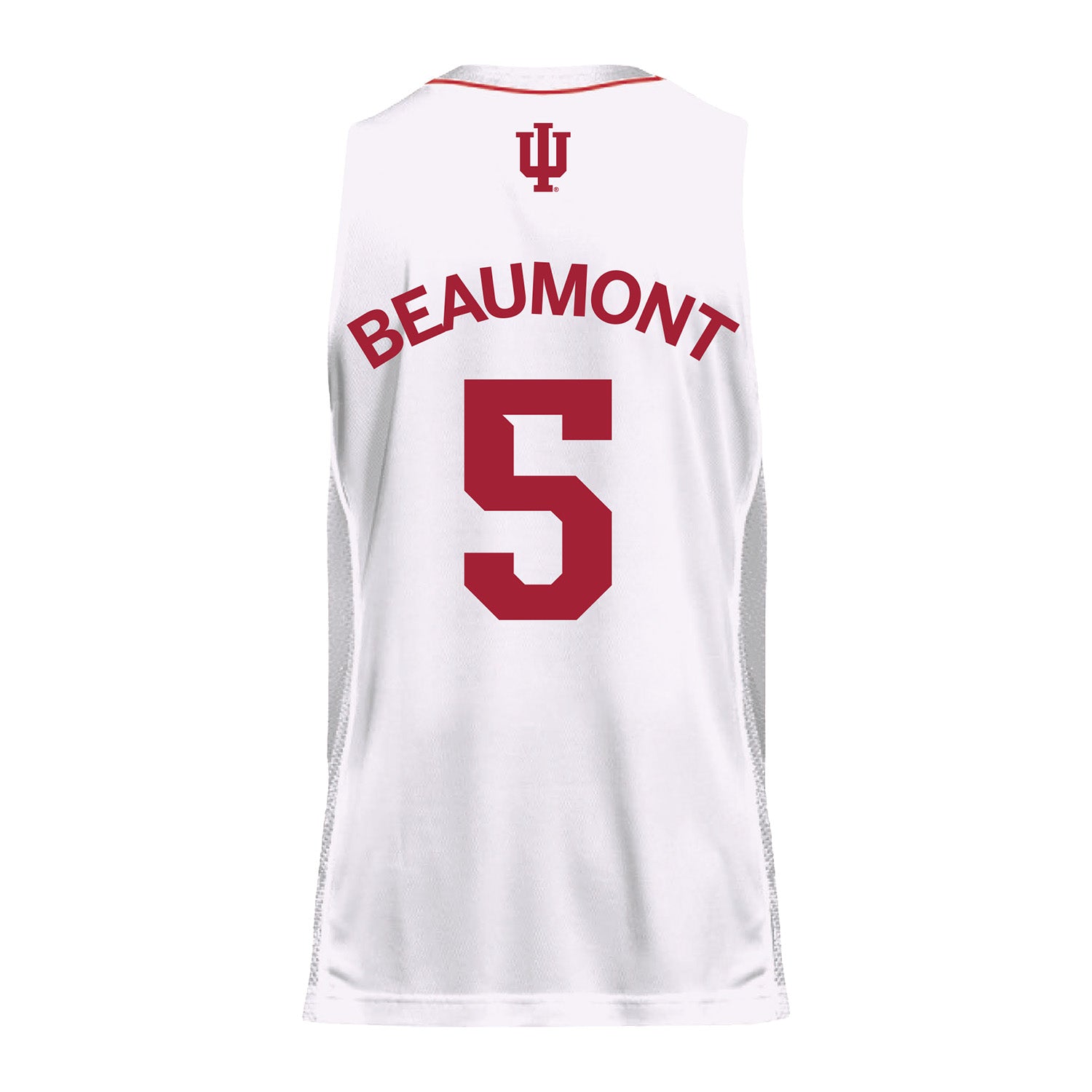 Indiana Hoosiers Adidas #5 Lenee Beaumont Student Athlete White Basketball Jersey - Back View