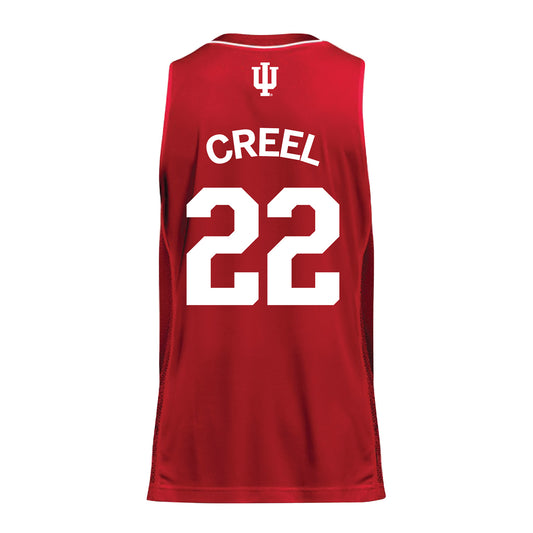 Indiana Hoosiers Adidas Men's Basketball Crimson Student Athlete Jersey #22 Jackson Creel - Back View