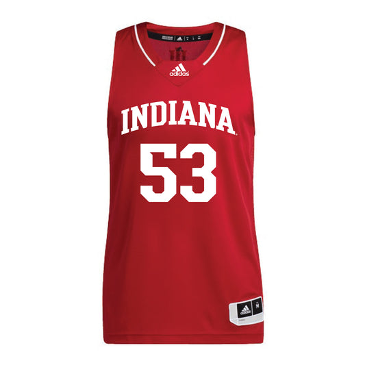 Indiana Hoosiers Adidas Men's Basketball Crimson Student Athlete Jersey #53 Jordan Rayford - Front View