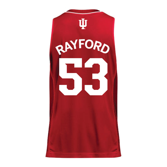 Indiana Hoosiers Adidas Men's Basketball Crimson Student Athlete Jersey #53 Jordan Rayford - Back View