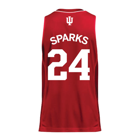 Indiana Hoosiers Adidas Men's Basketball Crimson Student Athlete Jersey #24 Payton Sparks - Back View