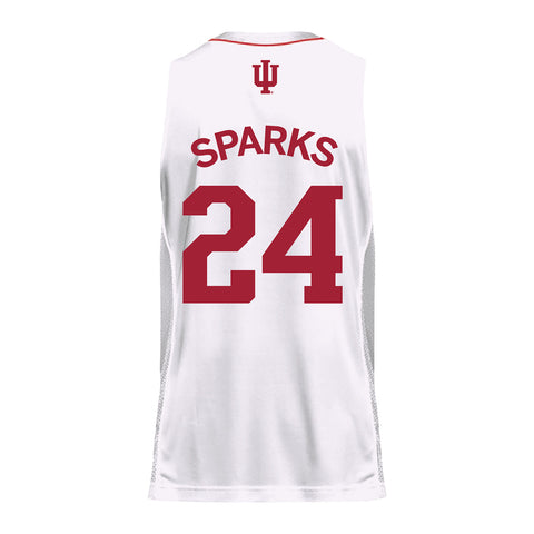 Indiana Hoosiers Adidas Men's Basketball White Student Athlete Jersey #24 Payton Sparks - Back View