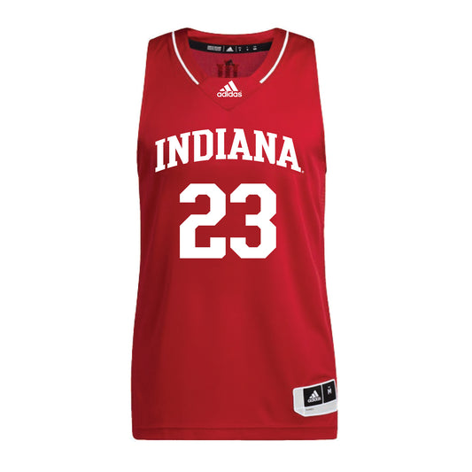 Indiana Hoosiers Adidas Men's Basketball Crimson Student Athlete Jersey #23 Sharnecce Currie-Jelks - Front View