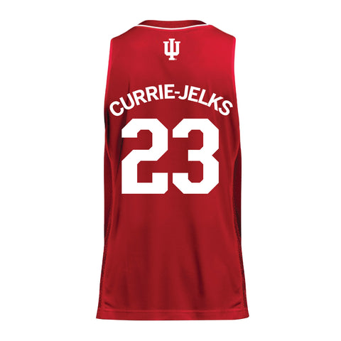Indiana Hoosiers Adidas Men's Basketball Crimson Student Athlete Jersey #23 Sharnecce Currie-Jelks - Back View