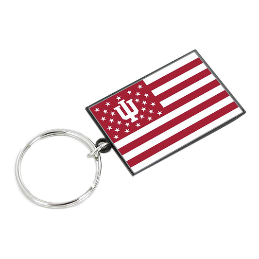 Indiana Hoosiers American Flag Keychain - Front View