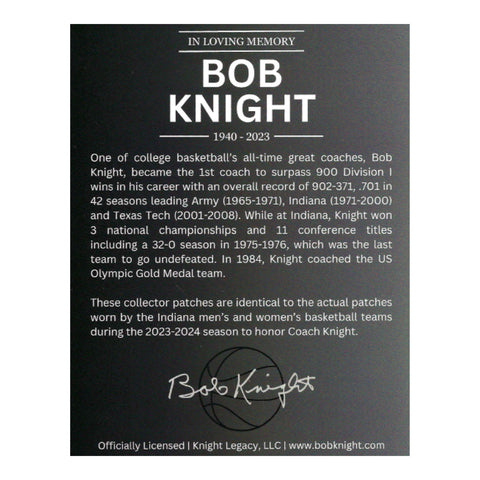 Bob Knight "RMK" Commemorative Patches - Set of 2 - Back View of Packaging