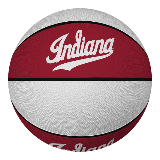 Indiana Hoosiers Full Size Crimson and White Rubber Basketball - Front View