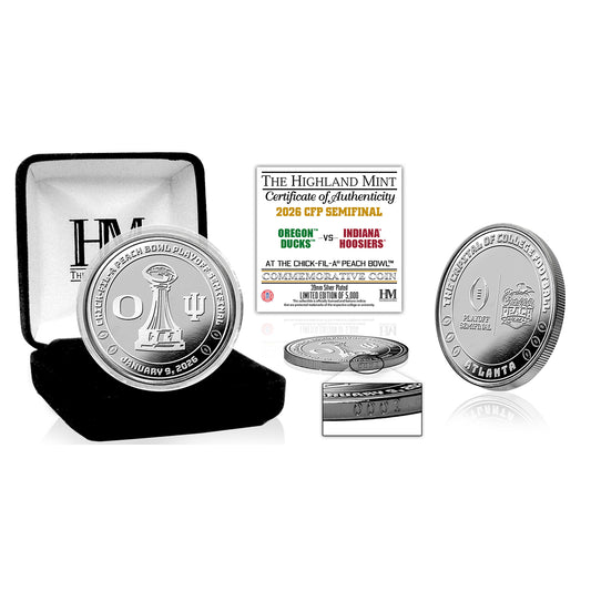 Oregon vs Indiana Peach Bowl 2025-26 College Football Playoff Semifinal Silver Game Coin