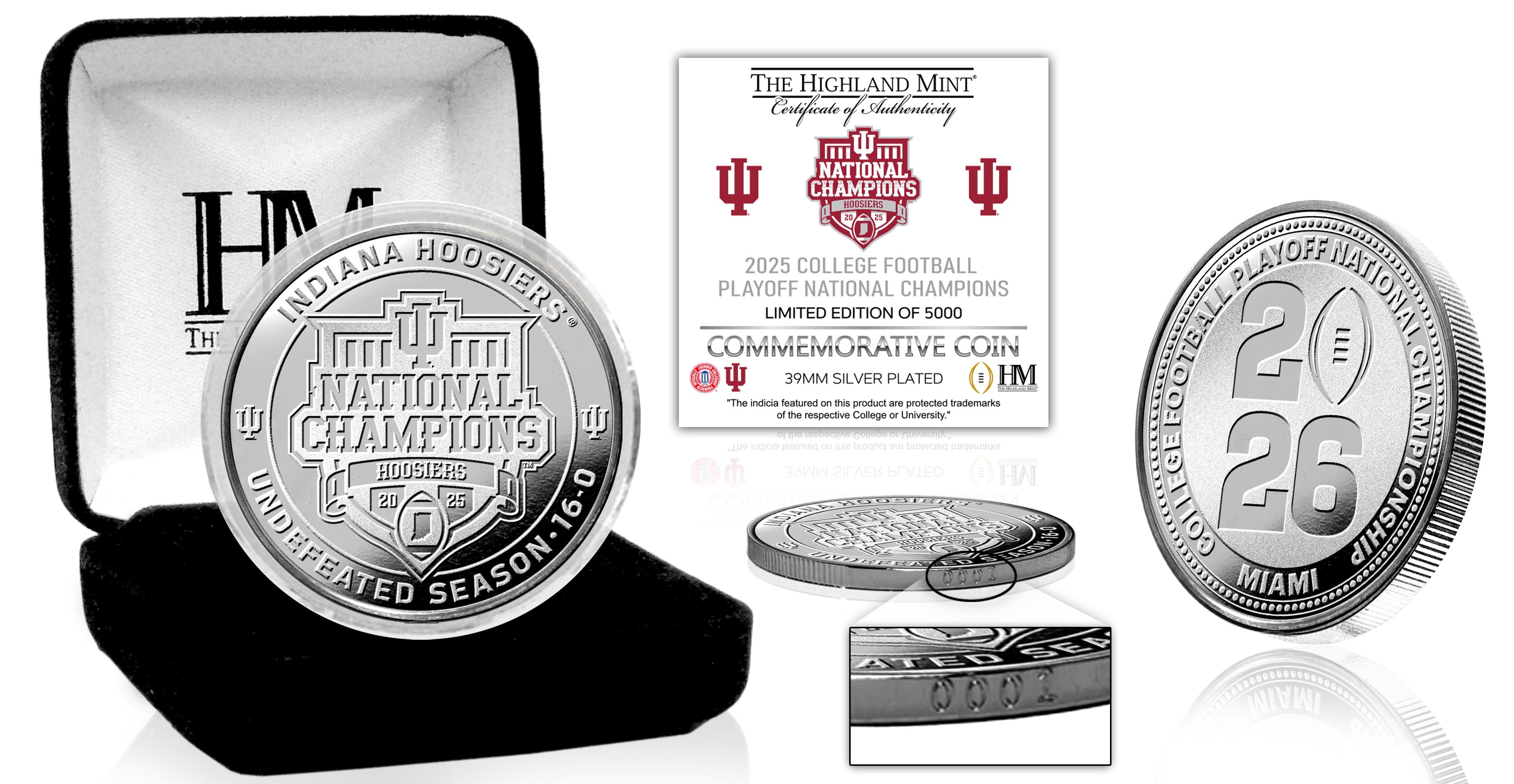 Indiana Hoosiers 2025-26 CFP National Champions Silver Plated Coin