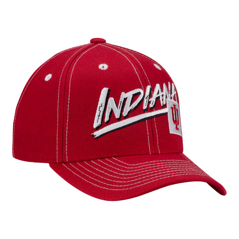 Youth Indiana Hoosiers Upstart Crimson Adjustable Hat - Front Right View