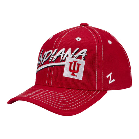 Youth Indiana Hoosiers Upstart Crimson Adjustable Hat - Front Left View