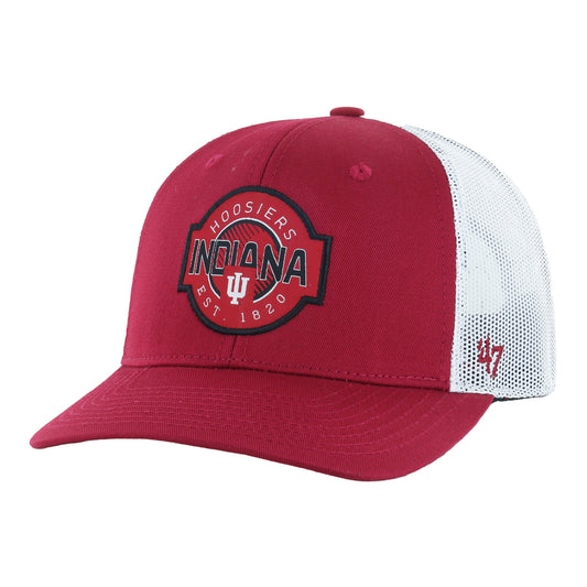 Youth Indiana Hoosiers Scramble Mesh Crimson Adjustable Hat - Front View