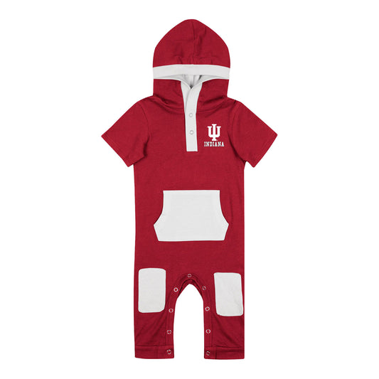 Infant Indiana Hoosiers Keyboard Crimson and White Romper - Front VIew