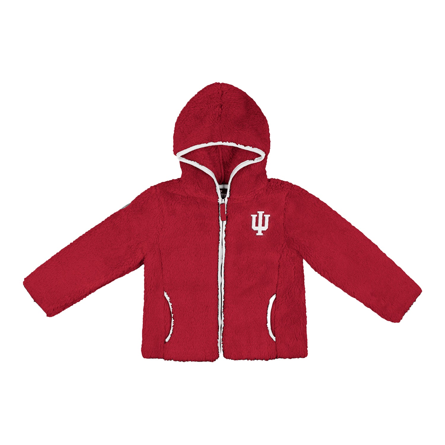 Infant Indiana Hoosiers Ellen Sherpa Scarlet Full Zip Jacket - Front View
