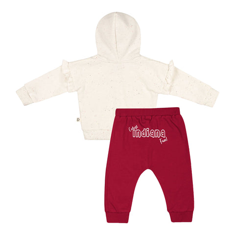 Infant Indiana Hoosiers Wrapped In A Bow Set - Natural/Crimson - Back View
