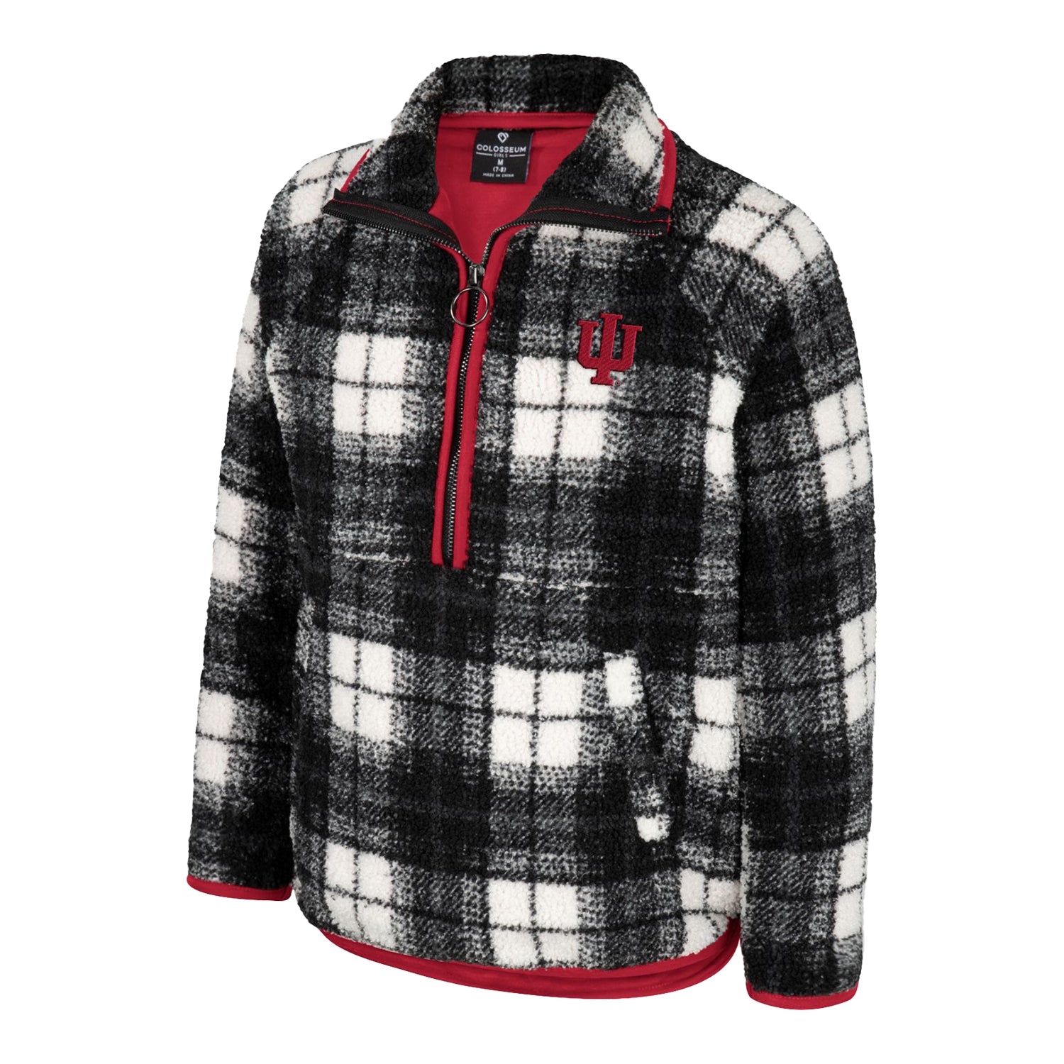 Youth Girls Indiana Hoosiers Prep School Black Sherpa Jacket - Front View