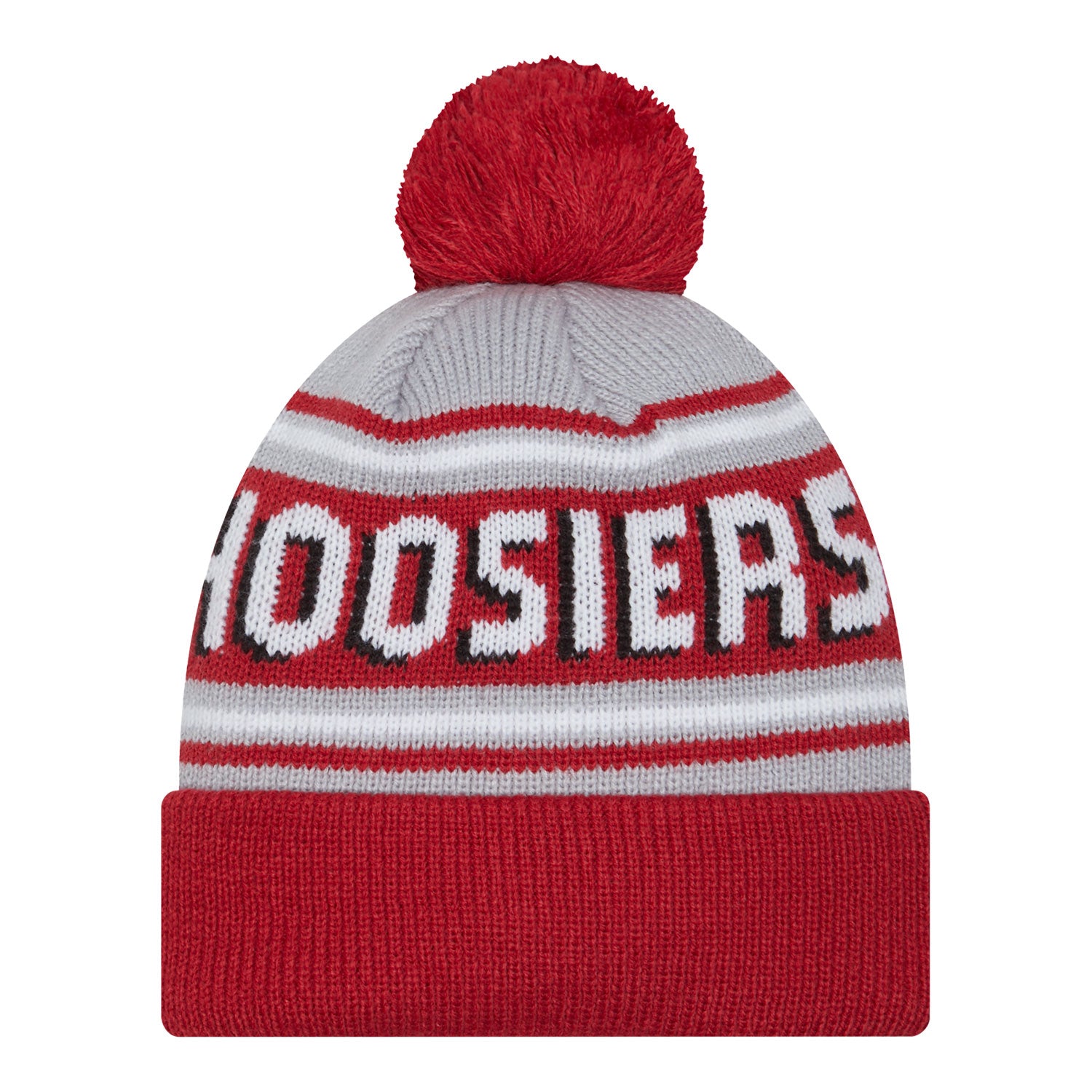 Youth Indiana Hoosiers Wordmark Pom Crimson Knit Hat - Back View