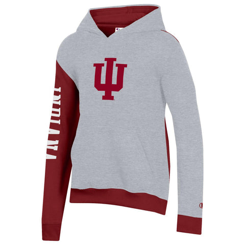 Youth Indiana Hoosiers Superfan Home & Away Grey and Crimson Hooded Sweatshirt - Front View