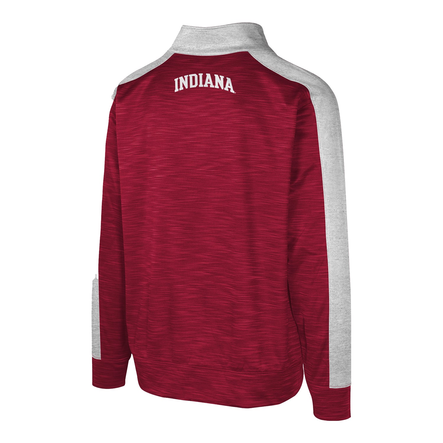 Indiana Hoosiers Youth Streak Fleece 1/2 Zip Grey and Crimson Pullover - BAck View