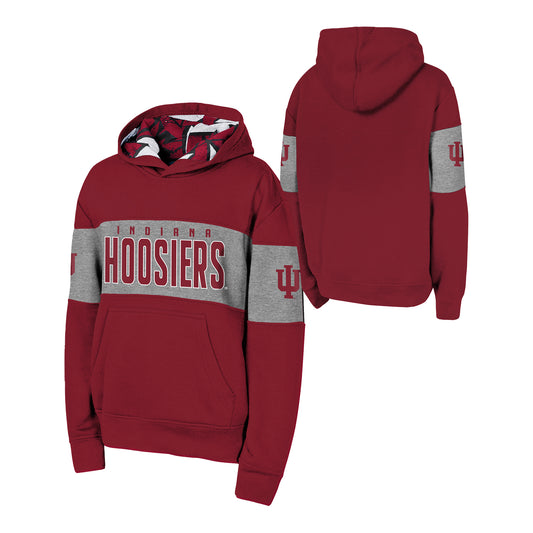 Indiana Hoosiers Youth Red Zone Hooded Crimson Sweatshirt - FUll View