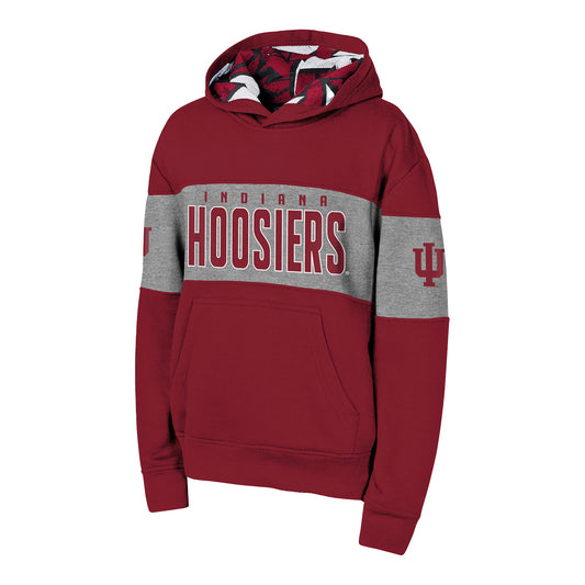 Indiana Hoosiers Youth Red Zone Hooded Crimson Sweatshirt - Front View