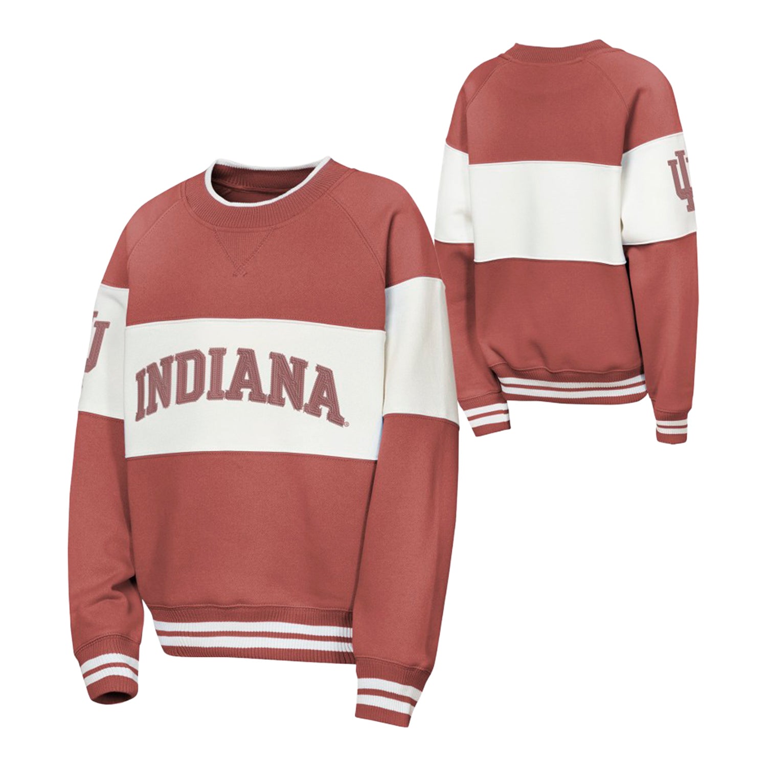 Indiana Hoosiers Youth Color Blocked Crewneck - Full View