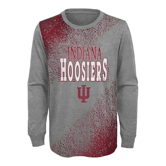 Youth Indiana Hoosiers Half Time Long Sleeve Grey T-Shirt - Front View
