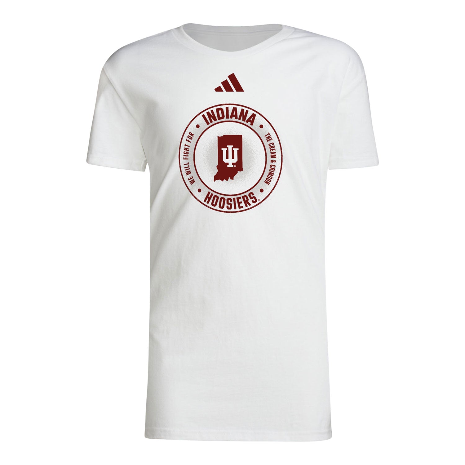 Youth Indiana Hoosiers Adidas In The Round White T-Shirt - Front View