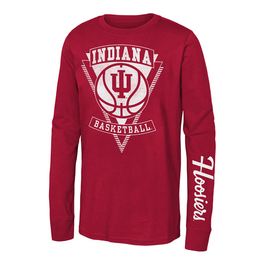 Indiana Hoosiers Youth Culture Basketball Crimson Long Sleeve T-Shirt - Front View