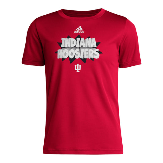 Indiana Hoosiers Youth Adidas Bold Print Crimson T-Shirt - Front View