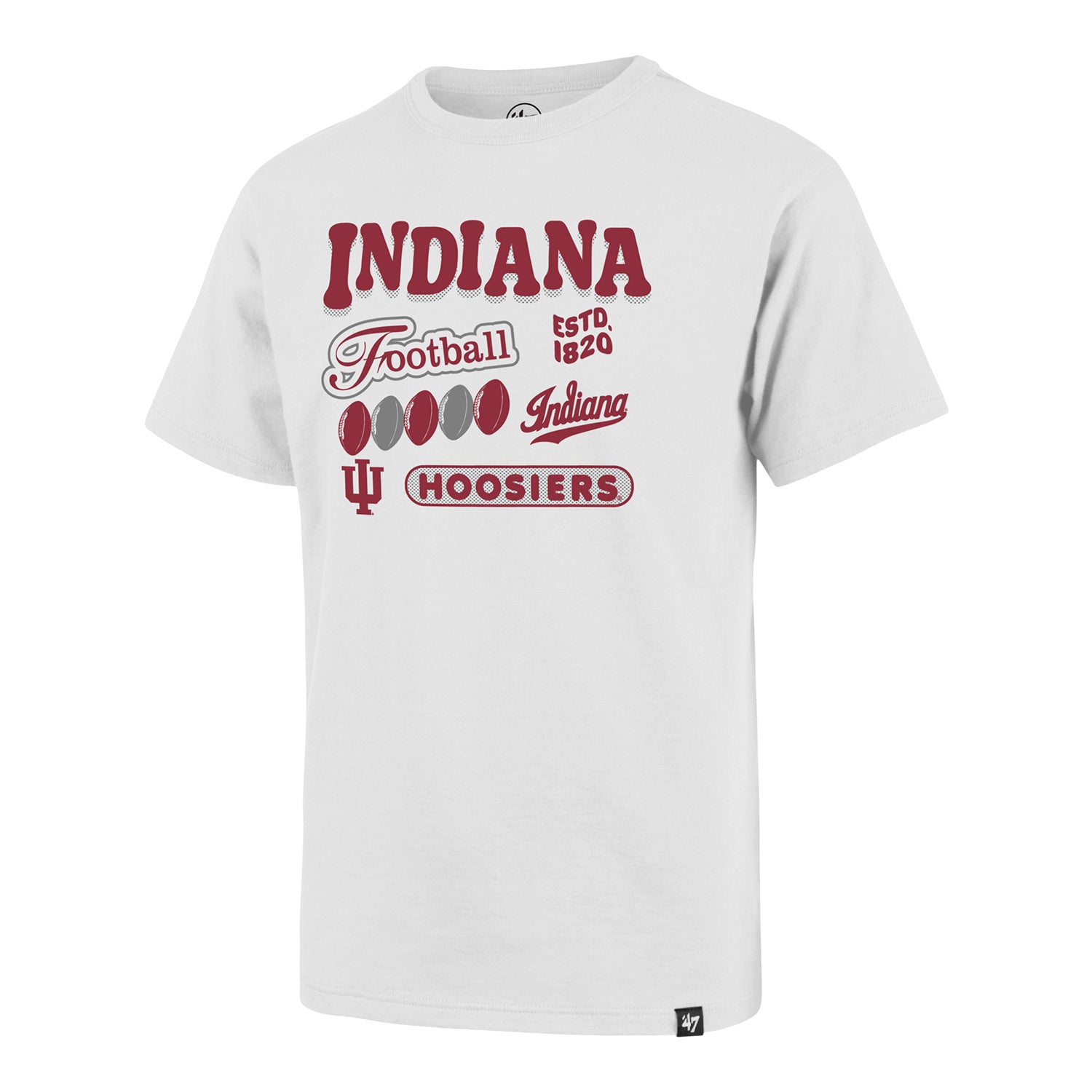 Indiana Hoosiers Youth 47 Brand White Youth Football T-Shirt - Front View