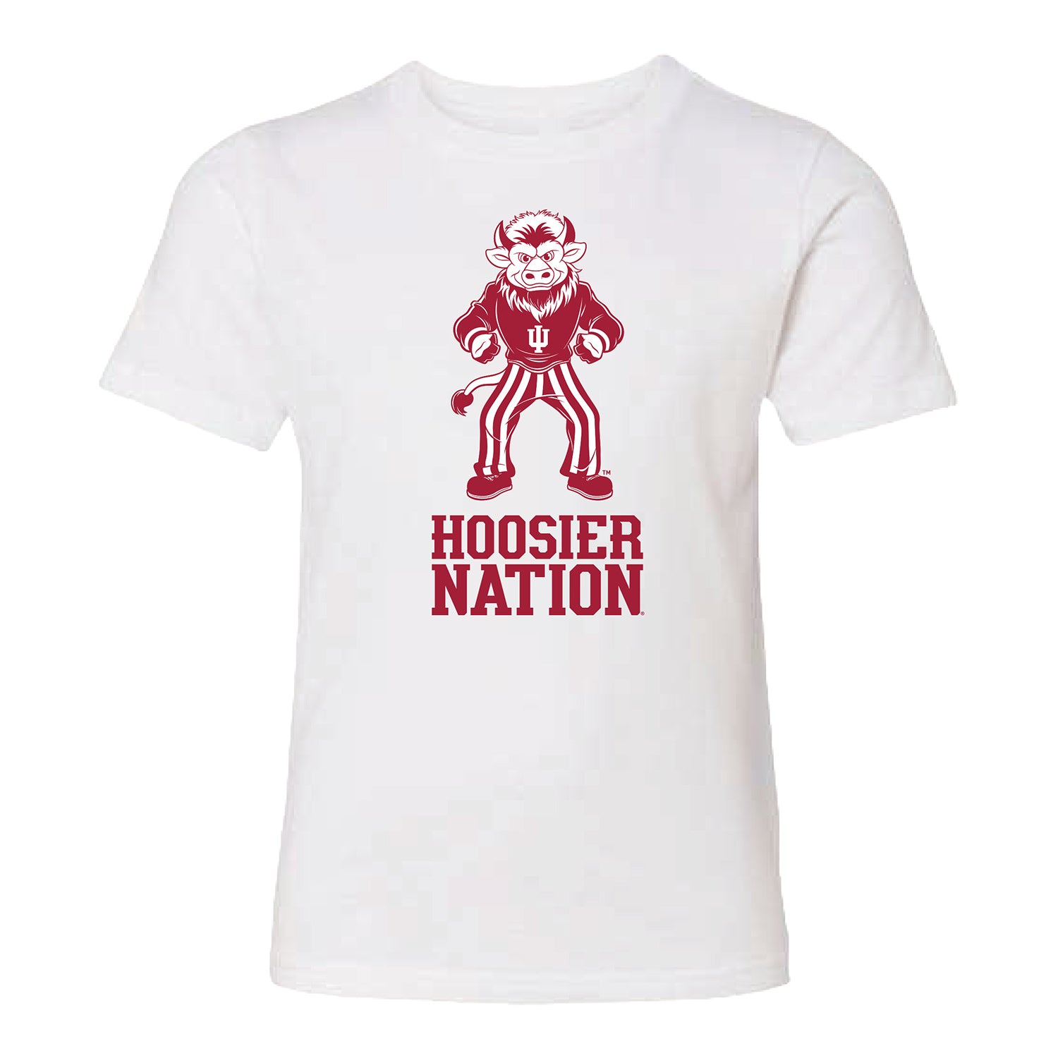 Indiana Hoosiers Hoosier the Bison Full Art Youth White T-Shirt - Front View