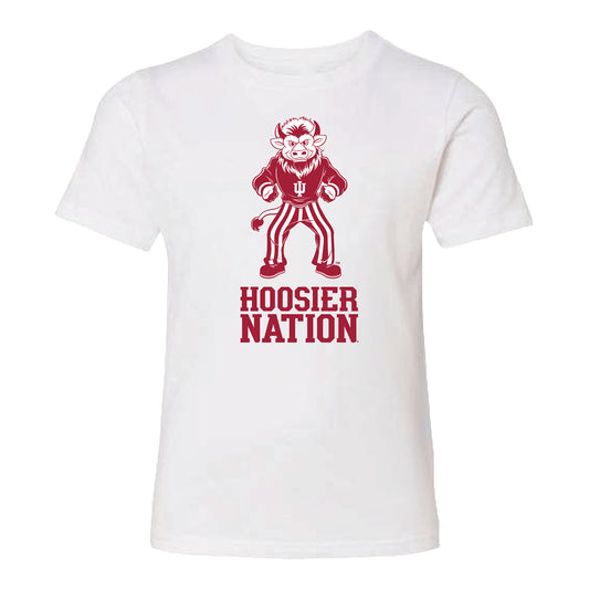 Indiana Hoosiers Hoosier the Bison Full Art Youth White T-Shirt - Front View