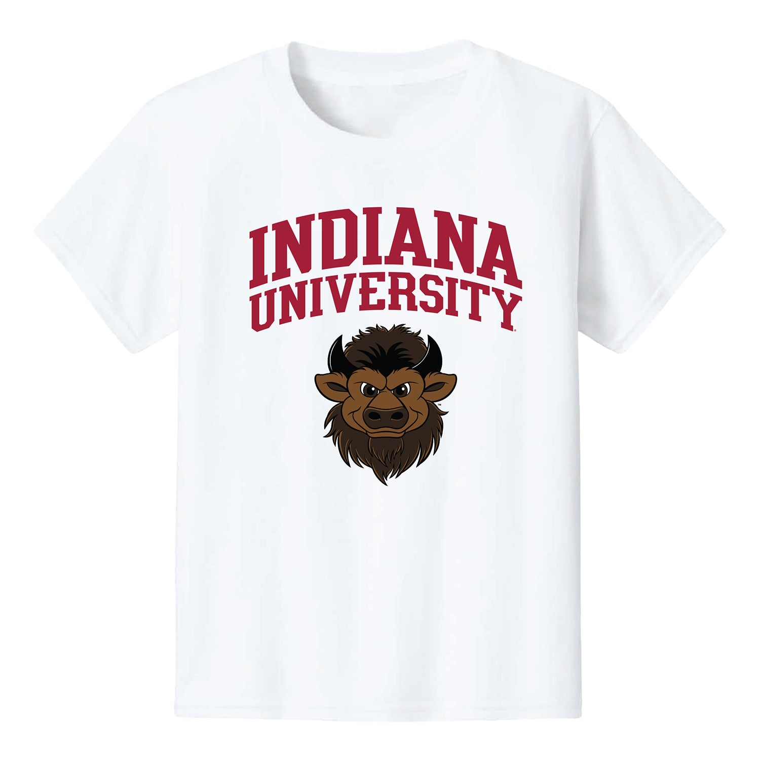 Indiana Hoosiers Hoosier the Bison Head Youth White T-Shirt - Front View