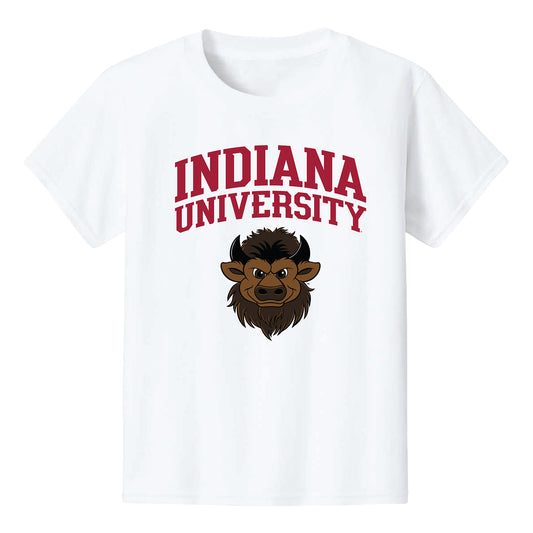 Indiana Hoosiers Hoosier the Bison Head Youth White T-Shirt - Front View