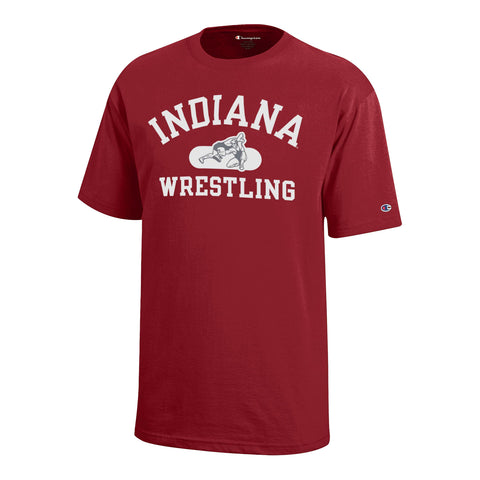 Indiana Hoosiers Youth Wrestling Crimson T-shirt - Front View