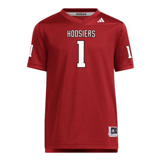 Youth Indiana Hoosiers Adidas #1 Football Crimson Jersey - Front View