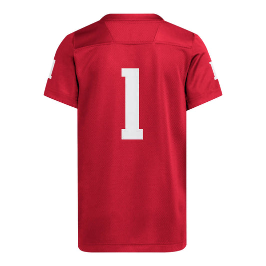 Youth Indiana Hoosiers Adidas #1 Replica Jersey - Back View