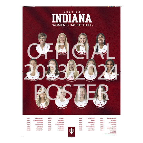 Indiana Hoosiers 23/24 Women's Basketball Schedule Poster - Front View